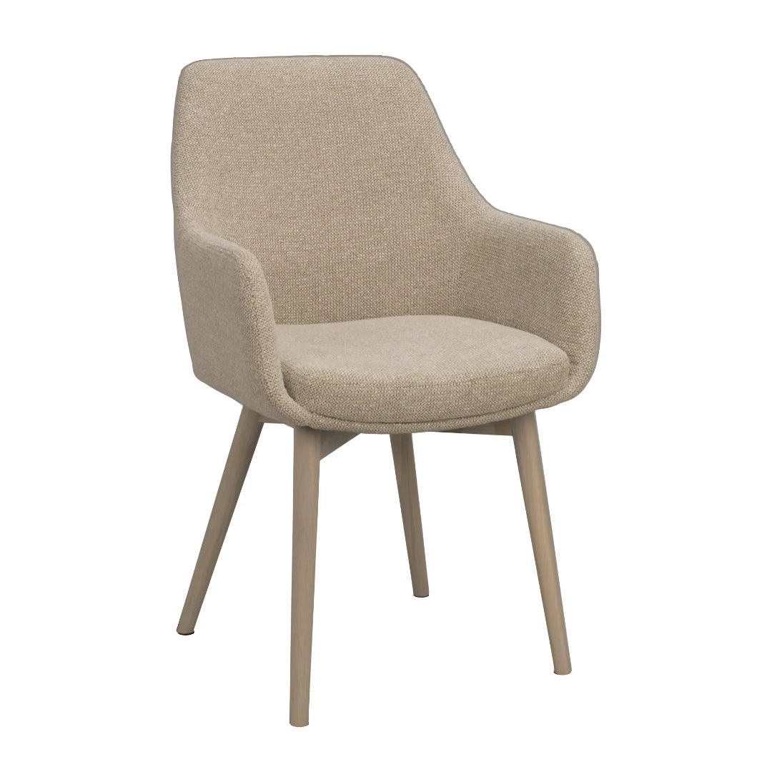 Denley lenestol lyst beige stoff/hvitvasket eikbein Rowico Lenestol