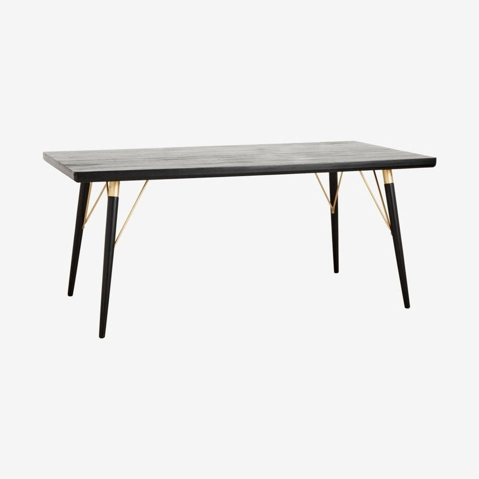 Spisebord i tre - 180x90 - svart/mat gull Nordal TABLES
