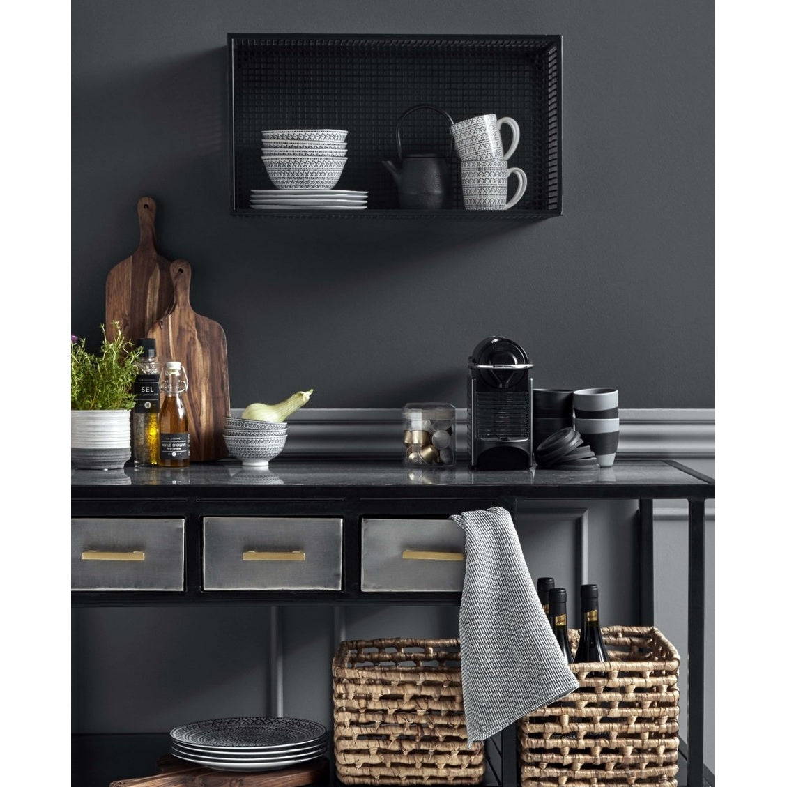 Waffelkjøtt - hvit/sort Nordal KITCHENTEX