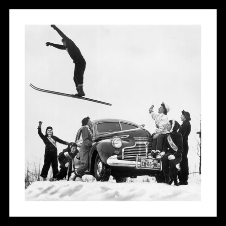 Glass picture w/frame Ski jump vintage Homefactory